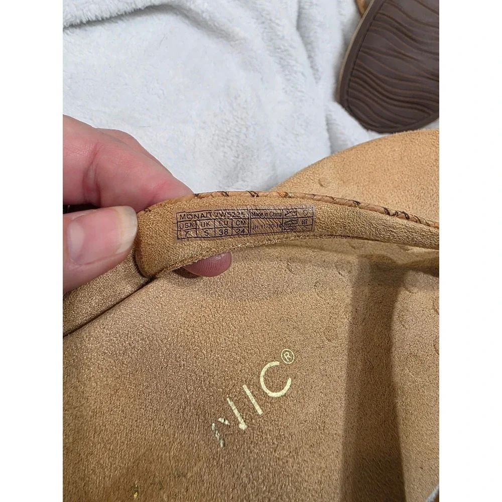 Vionic Mona Tan Cork Orthotic Flip Flop Sandals Womens 7 Arch Support VW5235